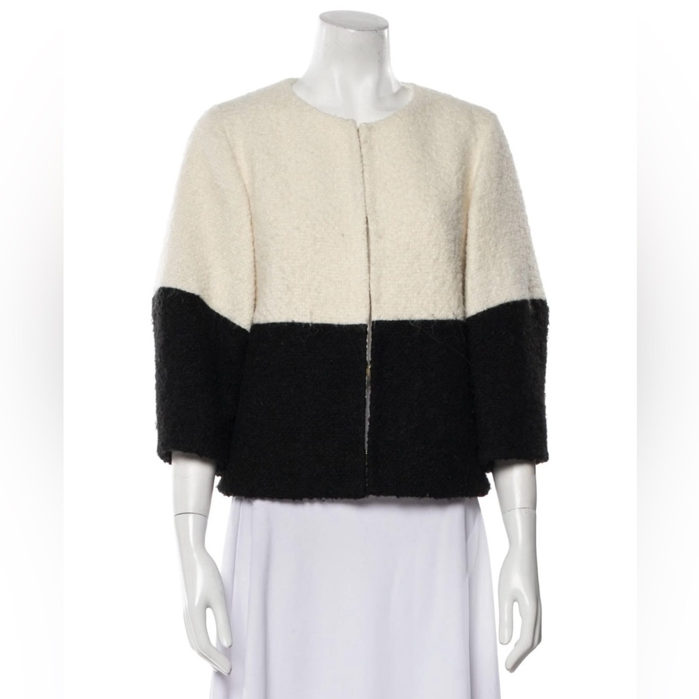 Alice+Olivia Black and White colorblock Wool blend Women's Jacket, S